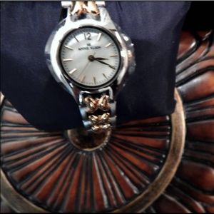 Anne Klein Womens Two Tone Mother Of Pearl Watch